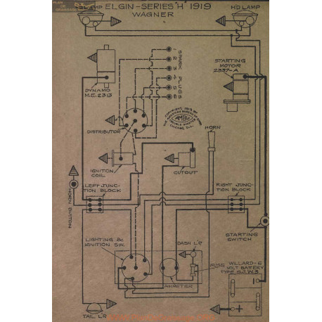 Elgin H Schema Electrique 1919 Wagner