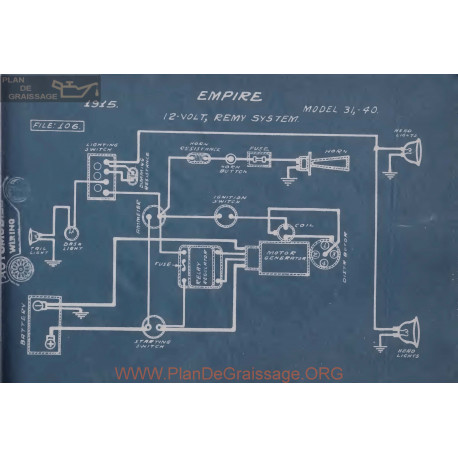 Empire 31 40 12volt Schema Electrique 1915 Remy