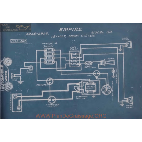 Empire 33 12volt Schema Electrique 1915 1916 Remy
