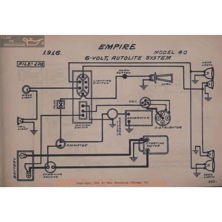 Empire 40 6volt Schema Electrique 1916 Autolite V2