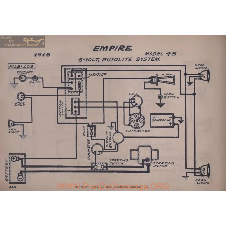 Empire 45 6volt Schema Eelectrique 1916 Autolite