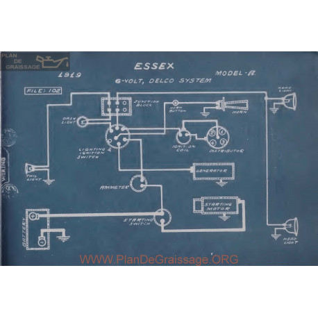 Essex A 6volt Schema Electrique 1919 Delco