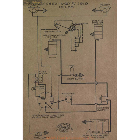 Essex A Schema Electrique 1919 Delco