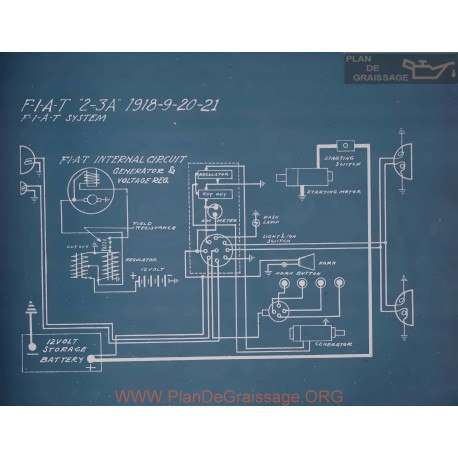 Fiat 2a 3a Schema Electrique 1918 1919 1920 1921