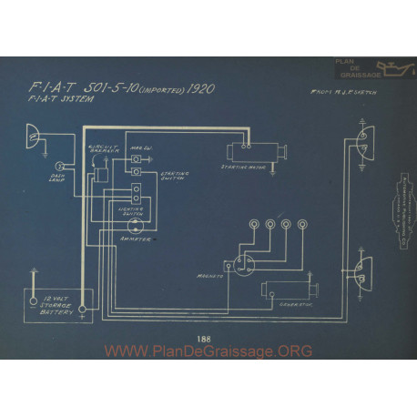 Fiat 501 5 10 Imported Schema Electrique 1920
