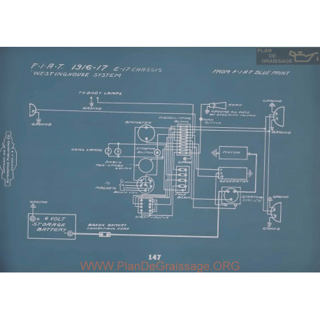 Fiat Westnghouse E17 Schema Electrique 1916 1917