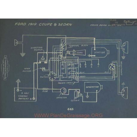 Ford Coupe Sedan Schema Electrique 1919