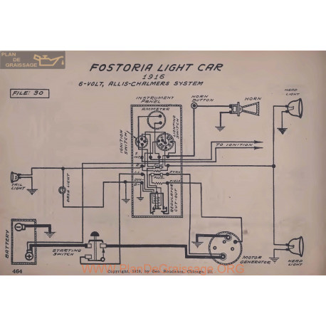 Fostoria Light Car 6volt Schema Electrique 1916 Allis Chalmers