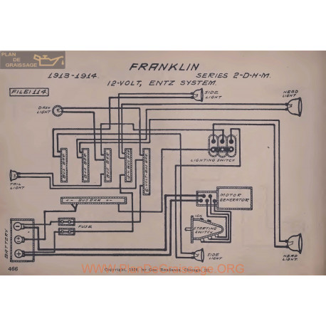Franklin 2 D H M 12volt Schema Electrique 1913 1914 Entz V2