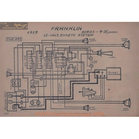 Franklin 4 M Sedan 12volt Schema Electrique 1914 Dyneto