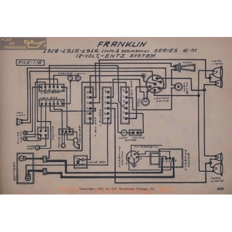 Franklin 6m 12volt Schema Electrique 1914 1915 1916 Entz