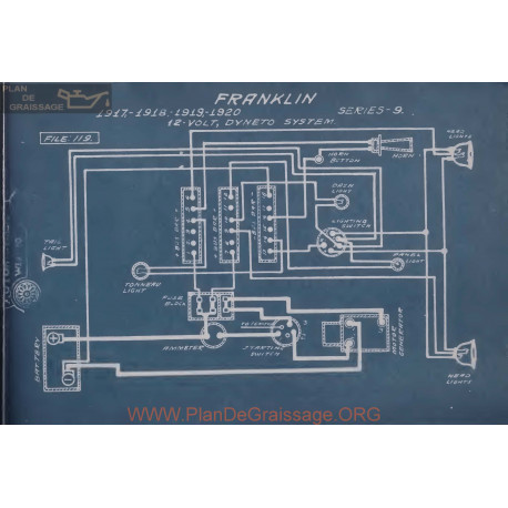 Franklin 9 12volt Schema Electrique 1917 1918 1919 1920 Dyneto ver2