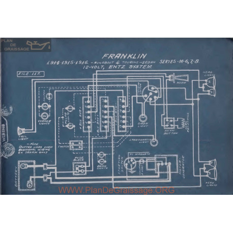 Franklin M6 M7 M8 Touring Sedan 12volt Schema Electrique 1914 1915 1916 Entz