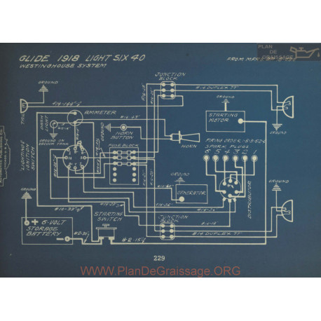 Glide Light Six 40 Schema Electrique 1918 Westinghouse