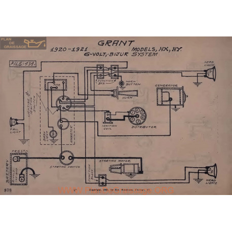 Grant Hx Hy 6volt Schema Electrique 1920 1921 Bijur