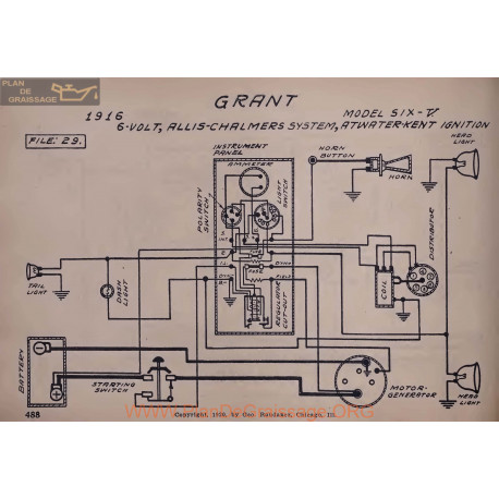 Grant Six V 6volt Schema Electrique 1916 Allis Chalmers