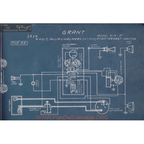 Grant Six V 6volt Schema Electrique 1916 Allis Charmers