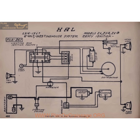 Hal 21a 21b 6volt Schema Electrique 1916 1917 Westinghouse