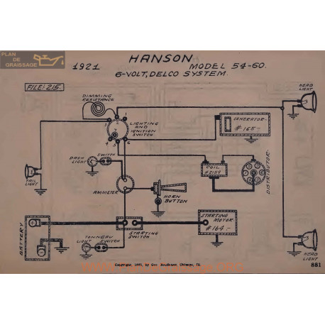 Hanson 54 60 6volt Schema Electrique 1921 Delco