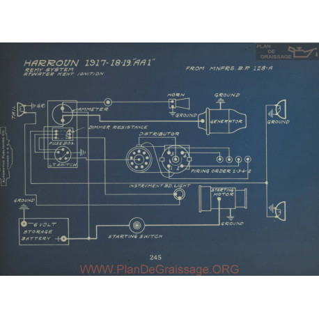 Harroun Aa1 Schema Electrique 1917 1918 1919 Remy Atwater Kent