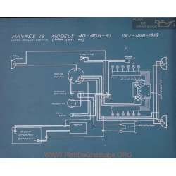 Haynes 12 40 40r 41 Schema Electrique 1917 1918 1919