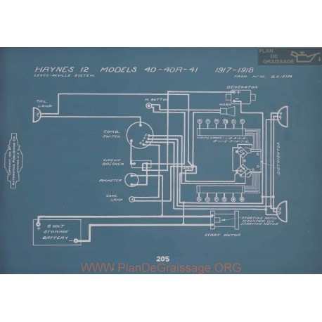Haynes 12 40 40r 41 Schema Electrique 1917 1918
