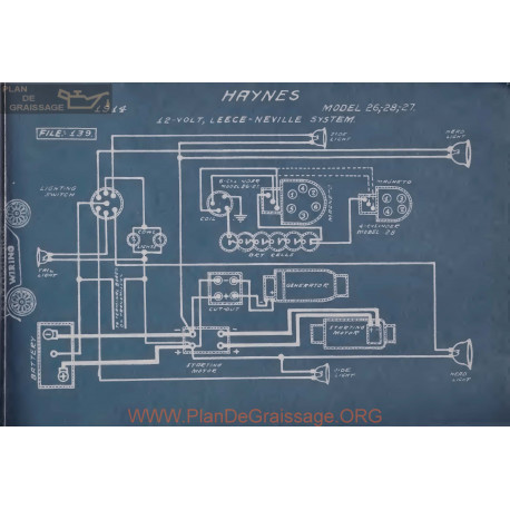 Haynes 26 28 27 12volt Schema Electrique 1914 Leece Neville