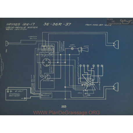 Haynes 36 36r 37 Schema Electrique 1916 1917 Leece Neville