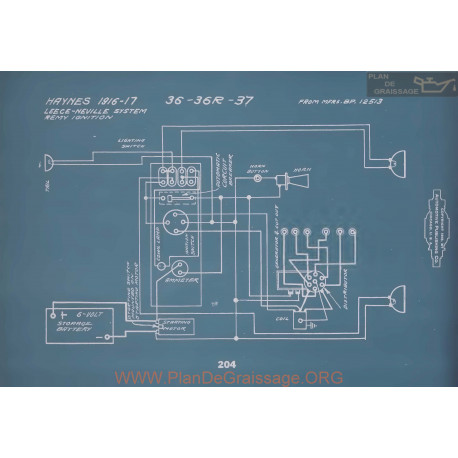 Haynes 36 36r 37 Schema Electrique 1916 1917 V2