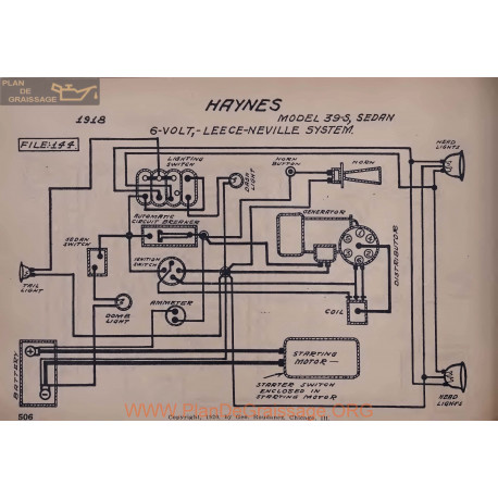 Haynes 39s Sedan 6volt Schema Electrique 1918 Leece Neville V2