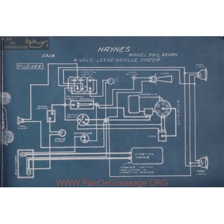 Haynes 39s Sedan 6volt Schema Electrique 1918 Leece Neville