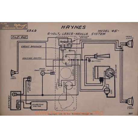 Haynes 45 6volt Schema Electrique 1919 Leece Neville