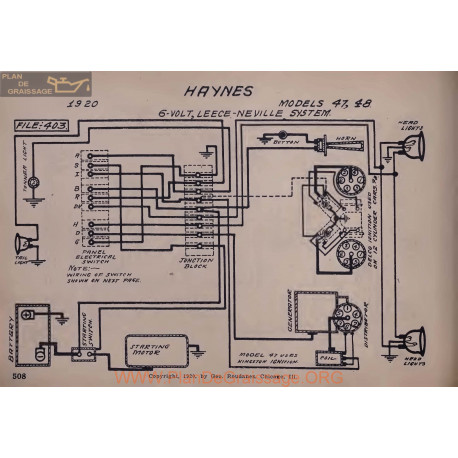 Haynes 47 48 6volt Schema Electrique 1920 Leece Neville