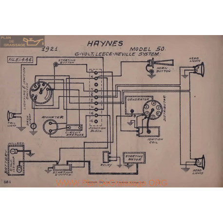 Haynes 50 6volt Schema Electrique 1921 Leece Neville