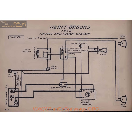 Herff Brooks 12volt Schema Electrique 1915 Splotdorf