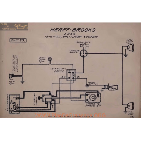 Herff Brooks 6volt 12volt Schema Electrique 1916 Splitdorf V2