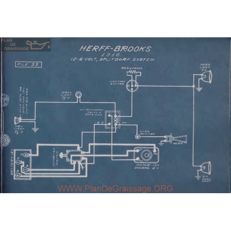 Herff Brooks 6volt 12volt Schema Electrique 1916 Splitdorf