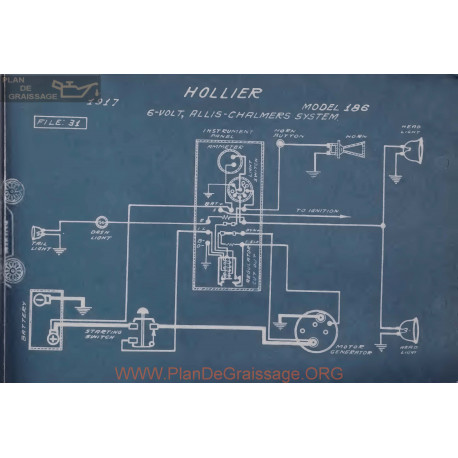 Hollier 186 6volt Schema Electrique 1917 Allis Chamers