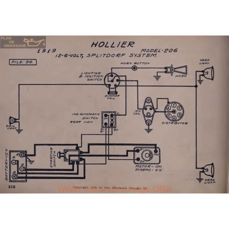 Hollier 206 6volt 12volt Schema Electrique 1919 Splitdorf V2