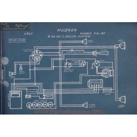 Hudson 54 37 6volt 24volt Schema Electrique 1913 Delco