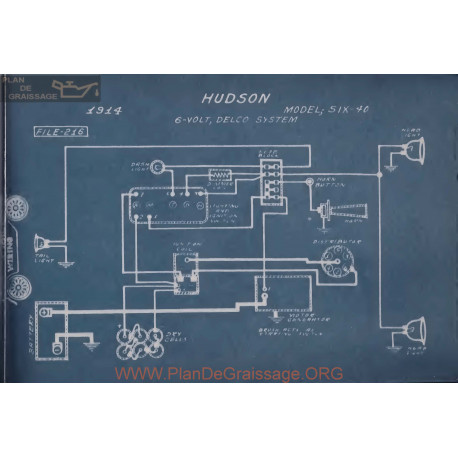 Hudson Six 40 6volt Schema Electrique 1914 Delco