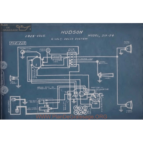 Hudson Six 54 6volt Schema Electrique 1914 1915 Delco
