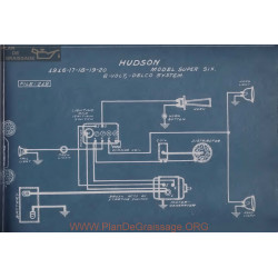 Hudson Super Six 6volt Schema Electrique 1916 1917 1918 1919 1920 Delco