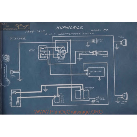 Hupmobile 32 6volt Schema Electrique 1914 1915 Westinghouse