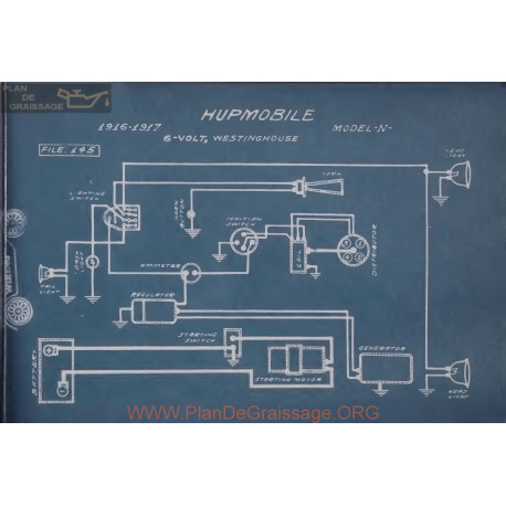 Hupmobile N 6volt Schema Electrique 1916 1917 Westinghouse