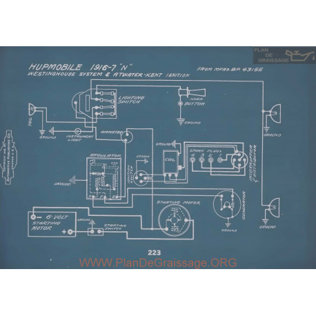 Hupmobile N Schema Electrique 1916 1917 V2