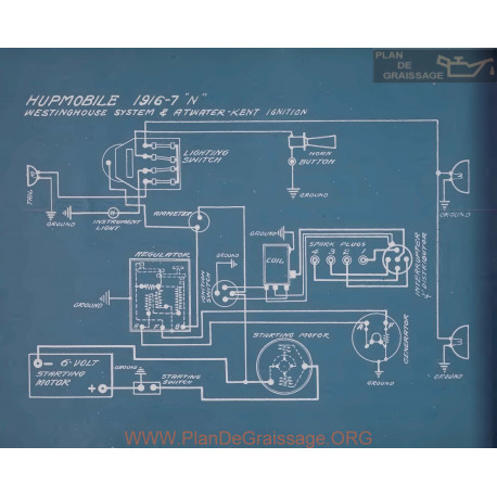 Hupmobile N Schema Electrique 1916 1917