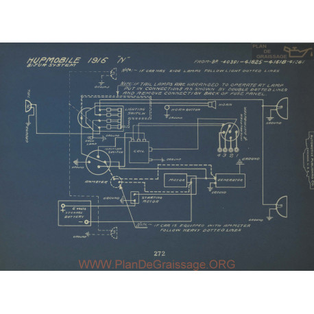 Hupmobile N Schema Electrique 1916 Bijur