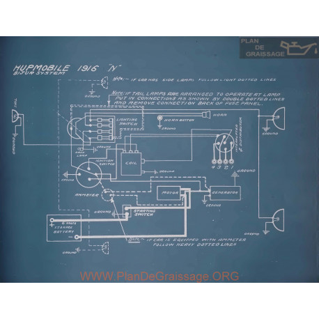 Hupmobile N Schema Electrique 1916