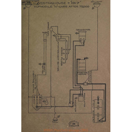 Hupmobile N Schema Electrique 1917 Westinghouse